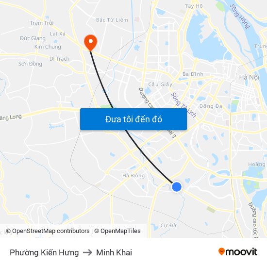 Phường Kiến Hưng to Minh Khai map