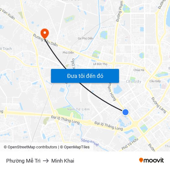 Phường Mễ Trì to Minh Khai map