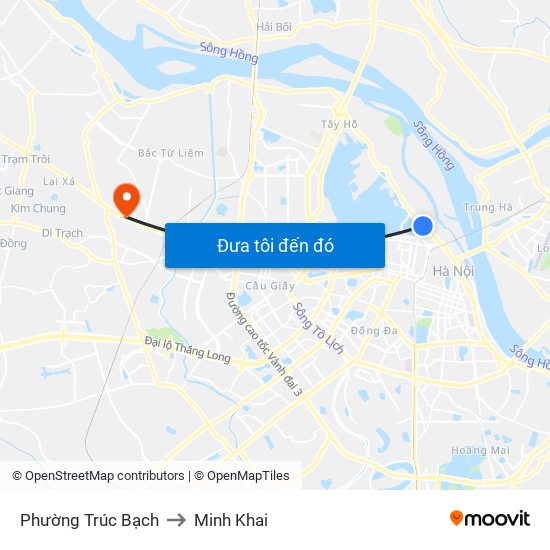 Phường Trúc Bạch to Minh Khai map