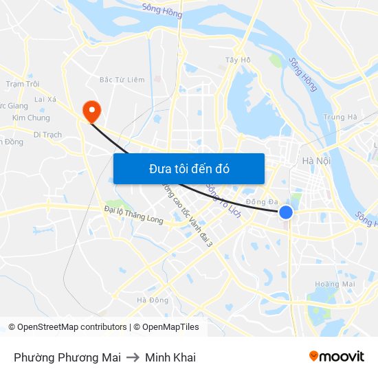 Phường Phương Mai to Minh Khai map