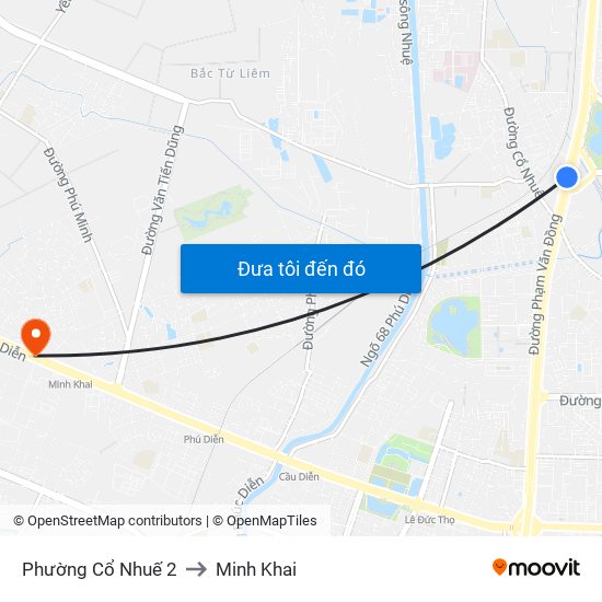 Phường Cổ Nhuế 2 to Minh Khai map