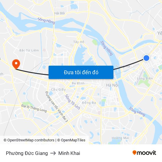 Phường Đức Giang to Minh Khai map