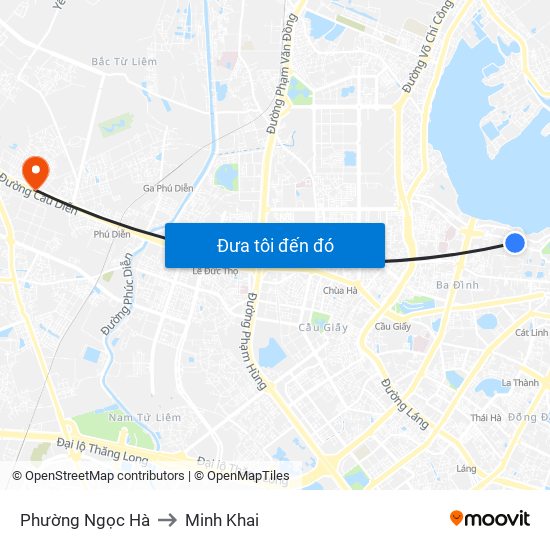 Phường Ngọc Hà to Minh Khai map