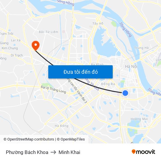 Phường Bách Khoa to Minh Khai map