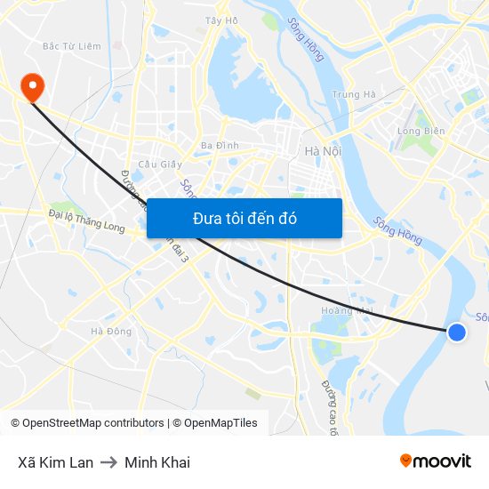 Xã Kim Lan to Minh Khai map