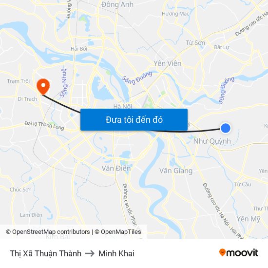 Thị Xã Thuận Thành to Minh Khai map