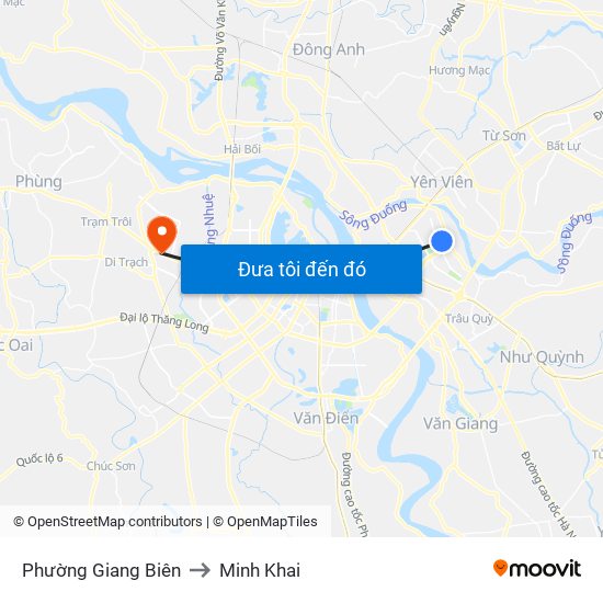 Phường Giang Biên to Minh Khai map