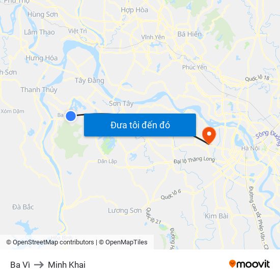 Ba Vì to Minh Khai map