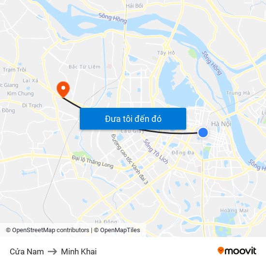 Cửa Nam to Minh Khai map