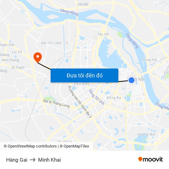 Hàng Gai to Minh Khai map