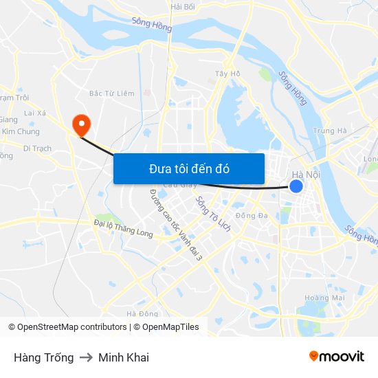 Hàng Trống to Minh Khai map