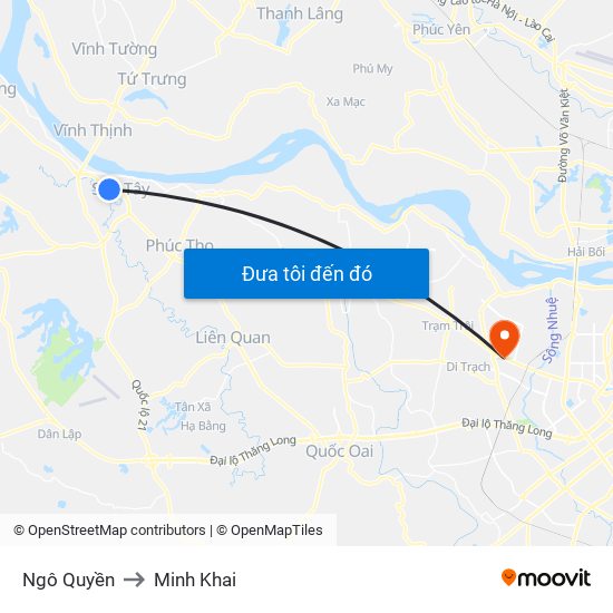Ngô Quyền to Minh Khai map