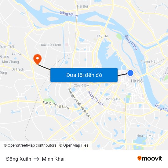 Đồng Xuân to Minh Khai map