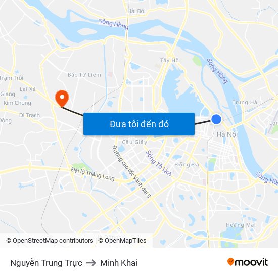 Nguyễn Trung Trực to Minh Khai map