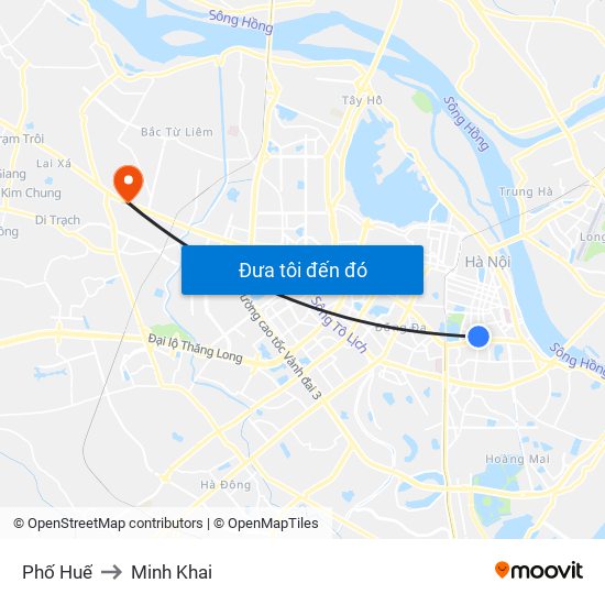 Phố Huế to Minh Khai map