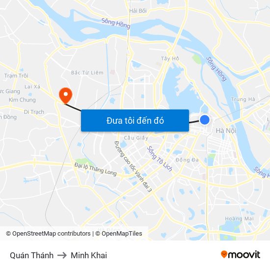 Quán Thánh to Minh Khai map