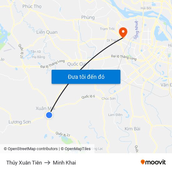 Thủy Xuân Tiên to Minh Khai map