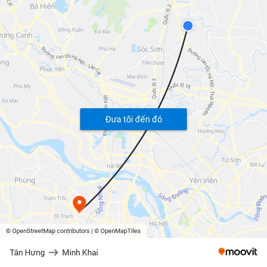 Tân Hưng to Minh Khai map