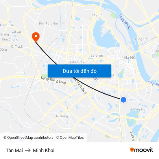 Tân Mai to Minh Khai map