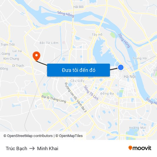 Trúc Bạch to Minh Khai map