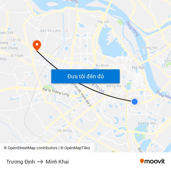 Trương Định to Minh Khai map