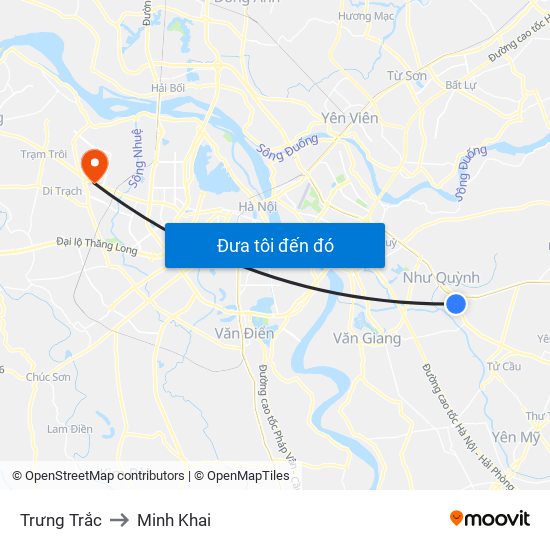 Trưng Trắc to Minh Khai map