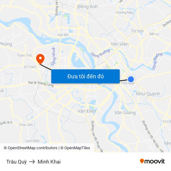 Trâu Quỳ to Minh Khai map