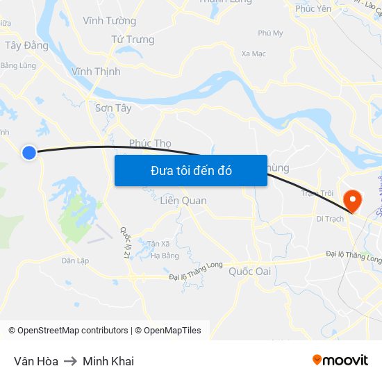 Vân Hòa to Minh Khai map