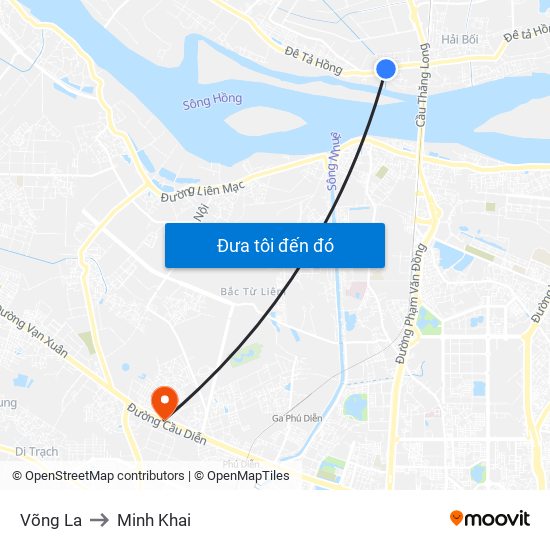 Võng La to Minh Khai map