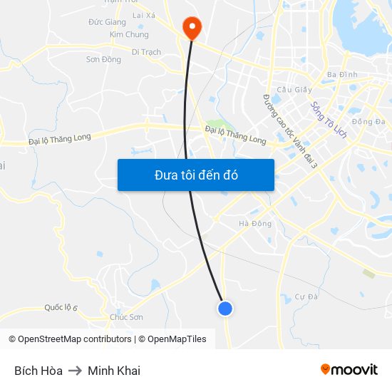 Bích Hòa to Minh Khai map