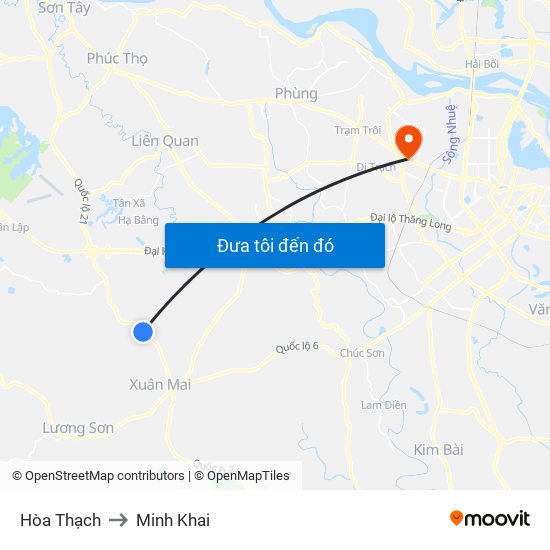 Hòa Thạch to Minh Khai map