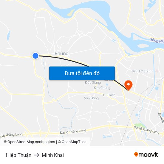 Hiệp Thuận to Minh Khai map