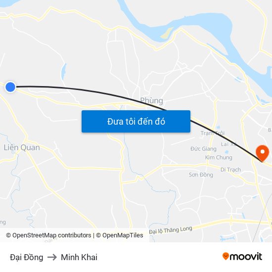 Đại Đồng to Minh Khai map