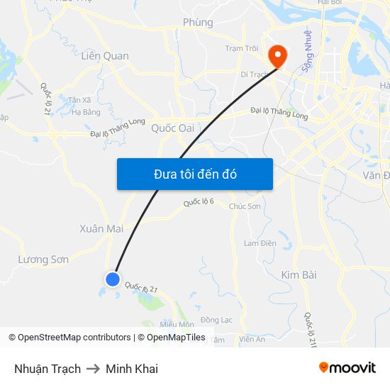 Nhuận Trạch to Minh Khai map