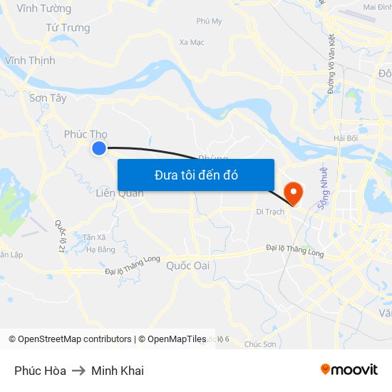 Phúc Hòa to Minh Khai map