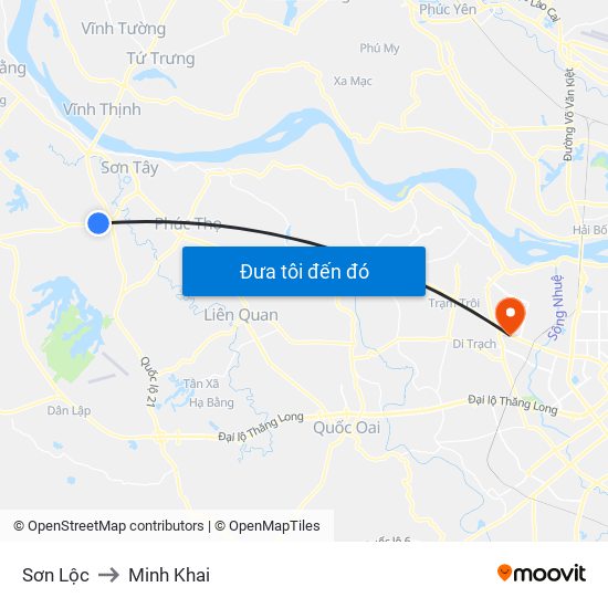 Sơn Lộc to Minh Khai map