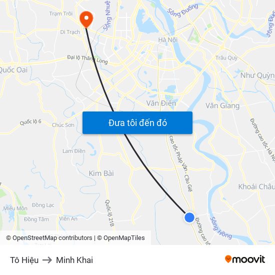 Tô Hiệu to Minh Khai map