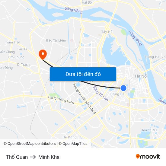 Thổ Quan to Minh Khai map