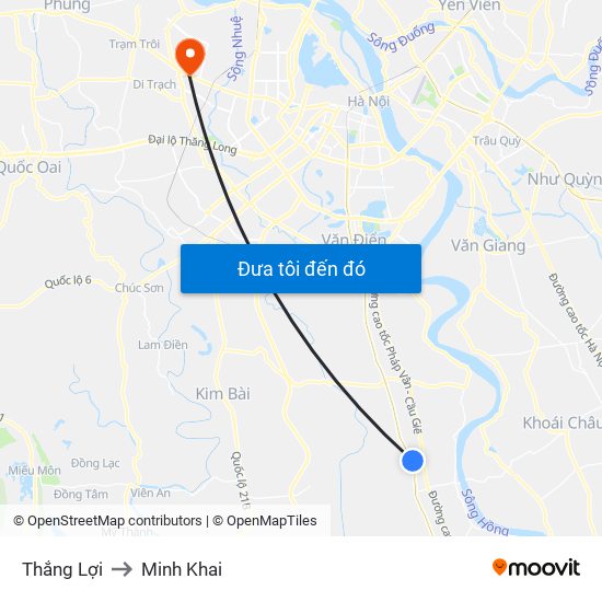 Thắng Lợi to Minh Khai map