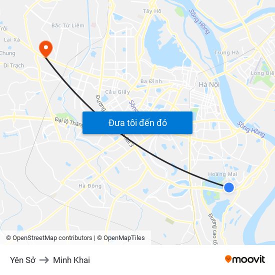 Yên Sở to Minh Khai map