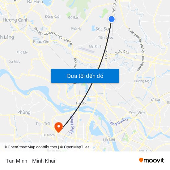 Tân Minh to Minh Khai map