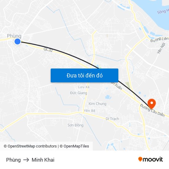 Phùng to Minh Khai map
