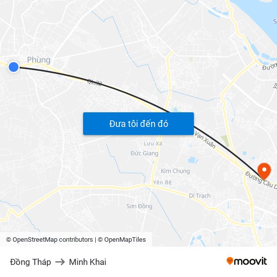Đồng Tháp to Minh Khai map