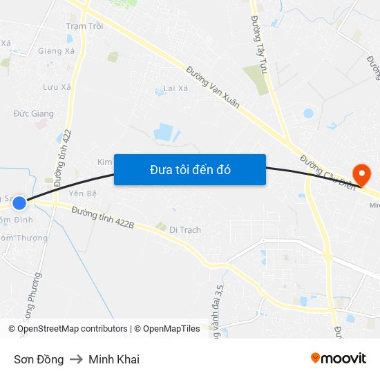 Sơn Đồng to Minh Khai map