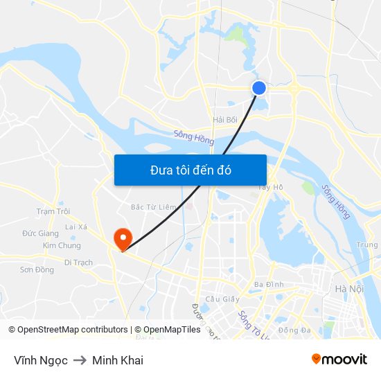 Vĩnh Ngọc to Minh Khai map