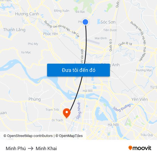 Minh Phú to Minh Khai map