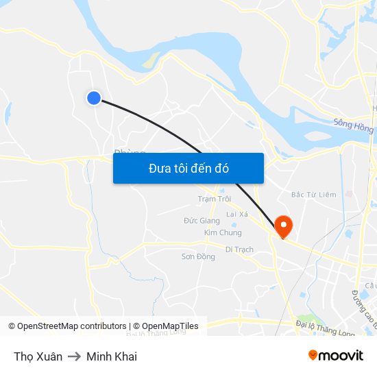 Thọ Xuân to Minh Khai map