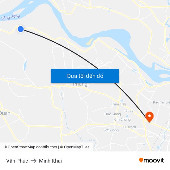 Vân Phúc to Minh Khai map