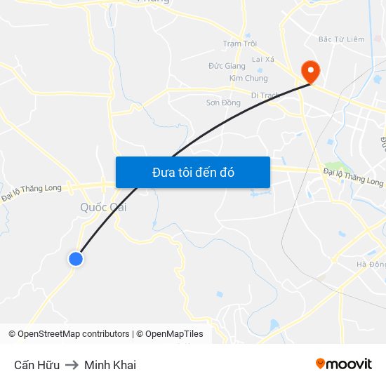 Cấn Hữu to Minh Khai map