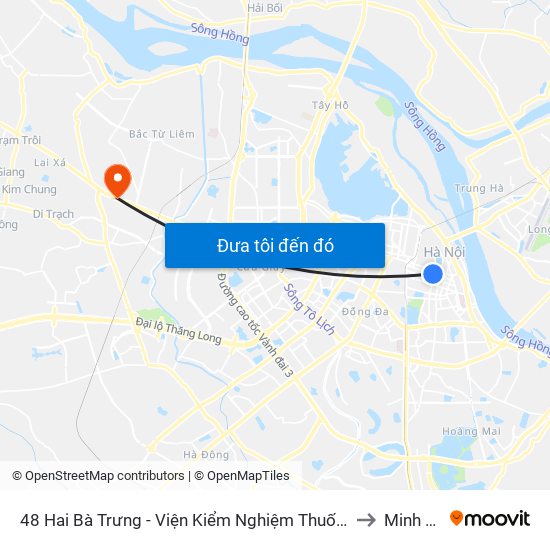 48 Hai Bà Trưng - Viện Kiểm Nghiệm Thuốc Trung Ương to Minh Khai map